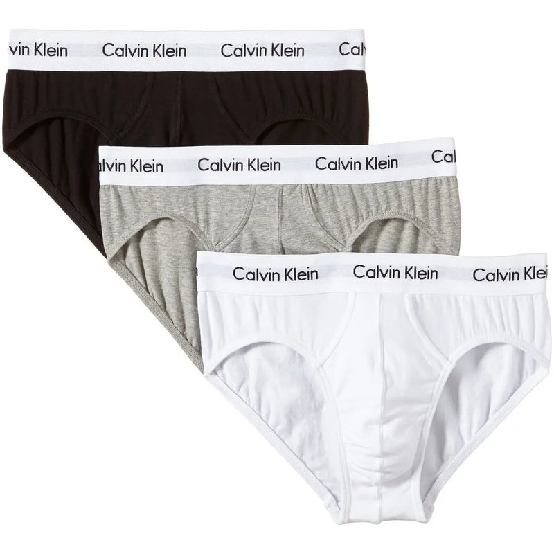 Calvin Klein Herren-Boxershorts aus grauer Baumwolle in Schwarz, meliertem Grau und Weiß mit Marken-Gummibund