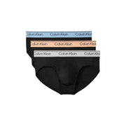 Calvin Klein Herren-Hüftslips, schwarz, aus Baumwolle und Elastan, 3er-Pack, mit elastischem Bund in Hellblau, Pfirsich und Grau