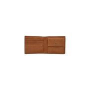 Calvin Klein Herren-Ledergeldbörse, schwarz, 11 x 9 x 2 cm, mit hellbraunem Leder, mehreren Kartenfächern und goldfarbenem Knopffach