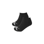 Schwarze Baumwoll-Knöchelsocken mit weißem CK-Logo an der Spitze, Calvin Klein Herrensocken, schwarze Baumwolle, Monogramm, 2er-Pack