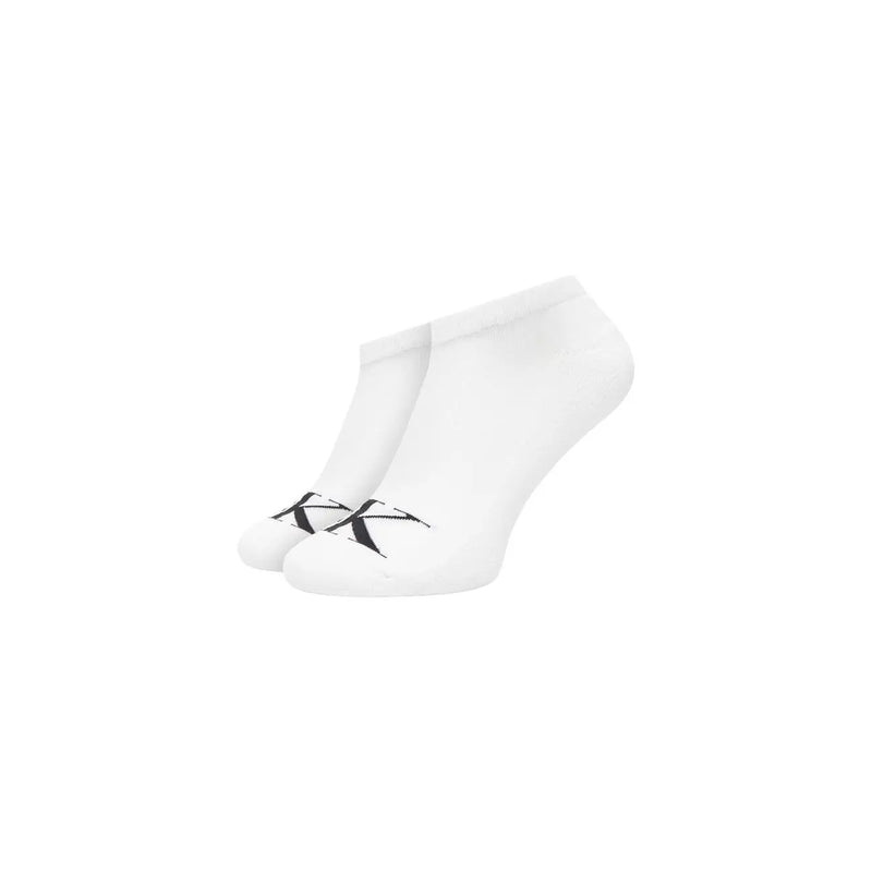 Weiße Baumwoll-Knöchelsocken für Herren mit schwarzem CK-Logo an der Spitze von Calvin Klein, 2er-Pack, Monogramm-Set