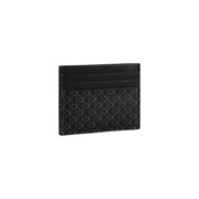 Calvin klein men wallet black leather card holder with subtle geometric embossed pattern on surface