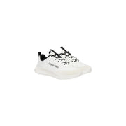Calvin Klein Weiße Herren-Sneaker aus Polyester mit Schnürung, schwarzen Schnürsenkeln und Akzenten, Vorderansicht