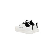 Calvin Klein Weiße Herren-Sneaker aus Polyester mit Schnürung, schwarzen Schnürsenkeln, Fersenlaschen und Markenlogo an der Seite