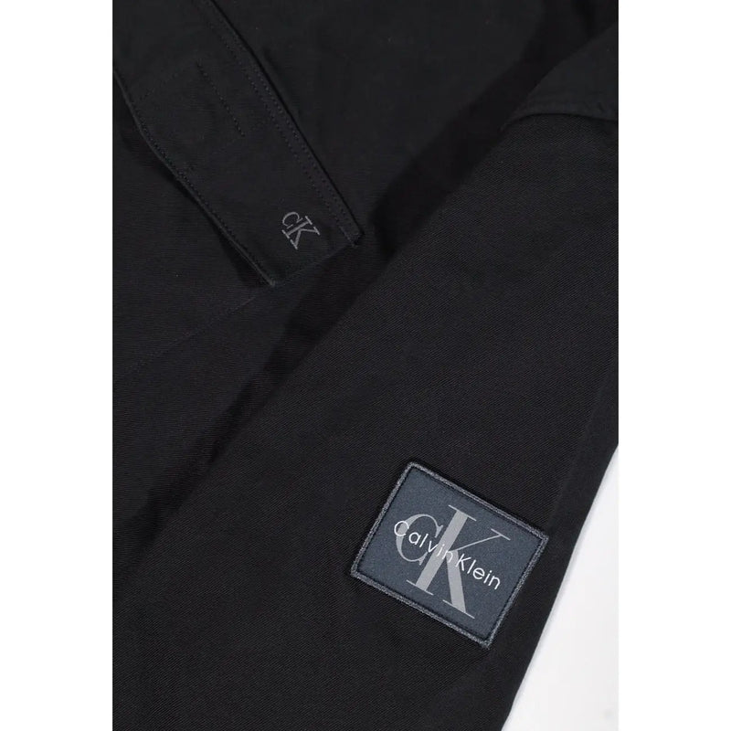 Schwarz Calvin Klein Baumwolljacke mit strukturiertem Stoff und gestickten Logo-Patches für Herrenbekleidung