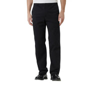 Calvin Klein Schwarze Herren-Chinos aus Baumwolle mit klassischem geradem Bein und dezenten Ziernähten, von hinten gesehen.