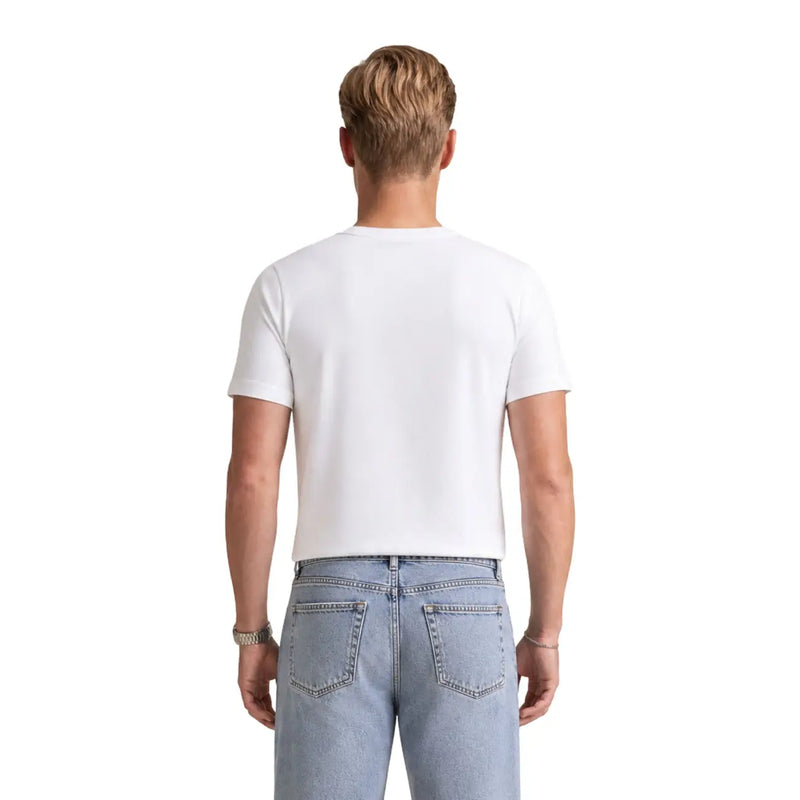 Calvin Klein Herren-Baumwollpullover, weiß, Rundhalsausschnitt t-shirt mit kurzen Ärmeln und Grafikdesign