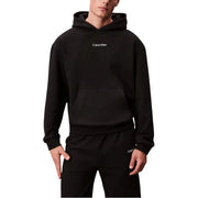 Calvin Klein Sport Schwarzer Herren-Hoodie aus Baumwolle mit weißem Logo und Vordertasche