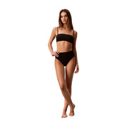 Calvin Klein Schwarzer Damen-Bikini mit hohem Bund, dünnen Trägern und nahtlosem, minimalistischem Design