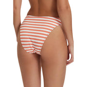 Calvin Klein Bikinihose für Damen in Korallenrot und Weiß mit horizontalen Streifen aus Nylon-Elastan-Gewebe