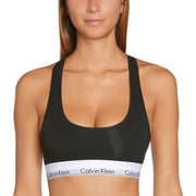 Schwarz Calvin Klein Sport-BH mit weißem Logoband auf graumeliertem Slip-on-Unterwäsche