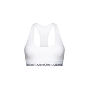 Weißer Calvin Klein Sport-BH mit schwarzem Logo-Band, speziell für Damen entworfen, vereint Komfort und stilvollen Halt