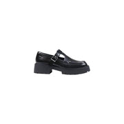 Schwarzer Mary-Jane-Loafer aus Leder mit klobiger Plateausohle und silberner Schnalle von Calvin Klein Damen-Slipper
