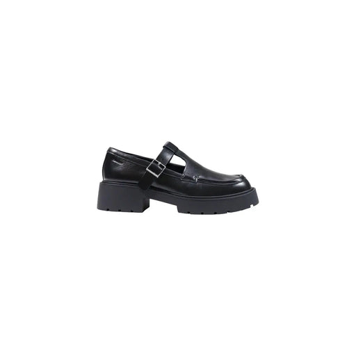 Schwarzer Mary-Jane-Loafer aus Leder mit klobiger Plateausohle und silberner Schnalle von Calvin Klein Damen-Slipper