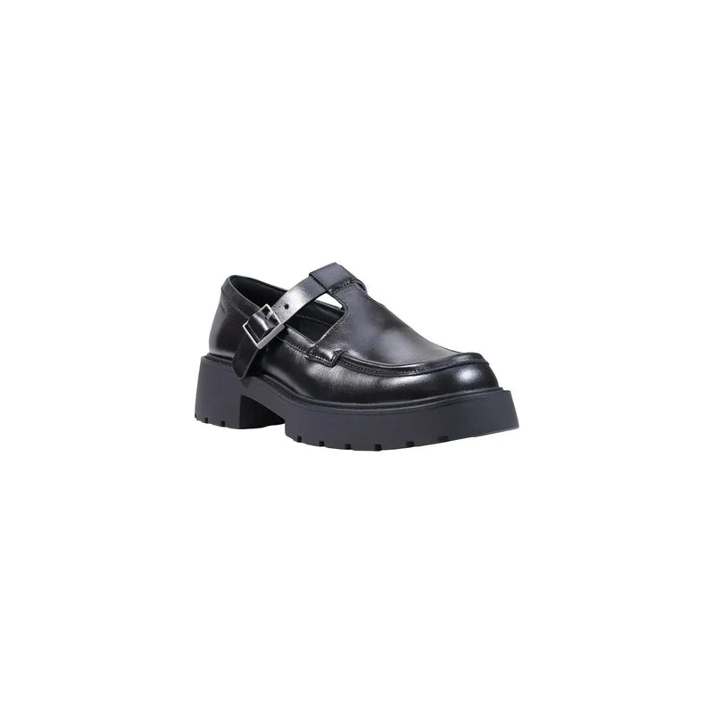 Schwarze Mary-Jane-Schuhe aus Leder von Calvin Klein mit klobiger Plateausohle und silberner Schnalle zum Hineinschlüpfen für Damen