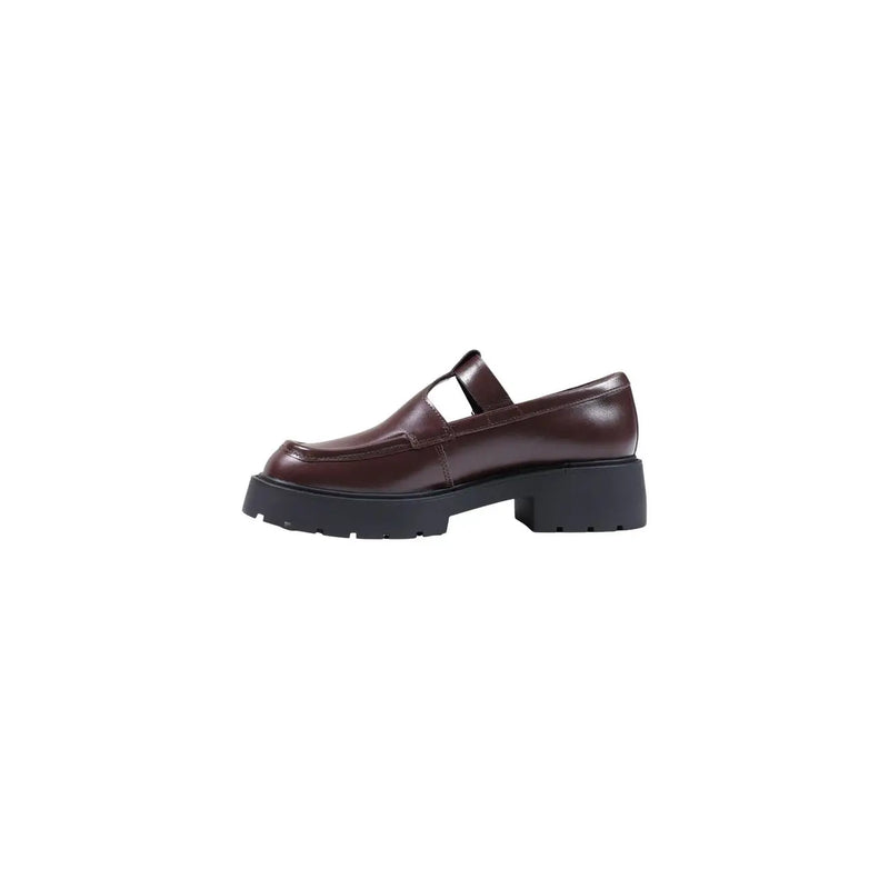 Calvin Klein Damen-Lederslipper, bordeauxrote Mary-Jane-Loafer mit dicker schwarzer Plateausohle