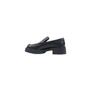 Schwarze Damen-Sneaker von Calvin Klein aus Leder mit klobiger Plateausohle aus schwarzem Leder.