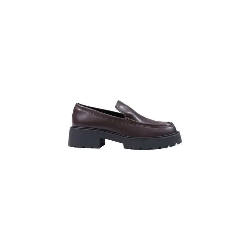 Dunkelbrauner Lederloafer mit klobiger schwarzer Gummisohle aus der Calvin Klein Damen-Sneaker-Kollektion Bordeaux.