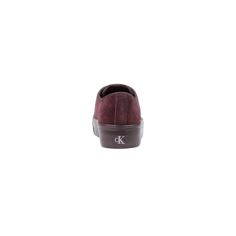 Calvin Klein Damen-Sneaker aus bordeauxrotem Wildleder mit Schnürung und dunkelbrauner Plateausohle mit CK-Logo
