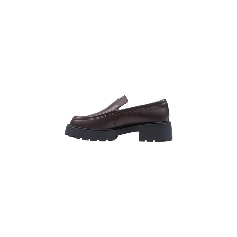 Calvin Klein Damen-Sneaker aus bordeauxrotem Leder im Loafer-Stil mit dicker schwarzer Gummisohle