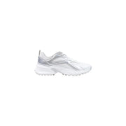 Calvin Klein Weiße Damen-Sneaker aus Leder mit silberreflektierenden Akzenten und klobiger Sohle im geometrischen Design