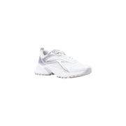 Calvin Klein Weiße Damen-Sneaker aus Leder, geometrisches, klobiges Design in Weiß und Silber mit modernem Retro-Look
