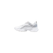 Calvin Klein Weiße Damen-Sneaker aus Leder mit silberner, klobiger Sohle und glänzenden, metallischen Seiteneinsätzen
