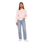 Calvin Klein Damen-Sweatshirt aus rosa Baumwolle mit dezentem, gesticktem Logo auf der Brust für die Freizeit