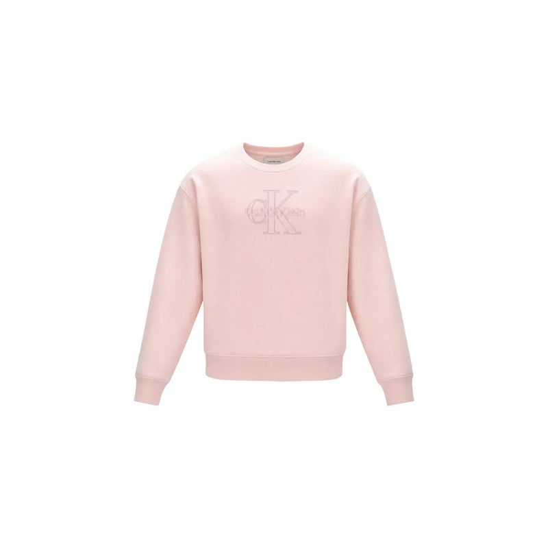 Ein hellrosa Calvin Klein Damen-Sweatshirt aus Baumwolle mit dezentem, gesticktem CK-Logo auf der Brust