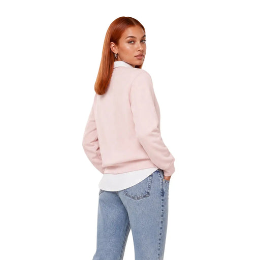 Calvin Klein Damen-Sweatshirt aus rosafarbener Baumwolle mit zartrosa langen Ärmeln, lockerer Passform und gerippten Bündchen