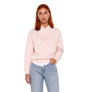 Calvin Klein Damen-Sweatshirt aus rosafarbener Baumwolle mit weicher Textur und dezentem, gesticktem Logo auf der Brust