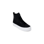 Schwarzes Textilhoch-top Sneaker mit weißer Plateausohle und Calvin Klein Logo an der Seite, Damenschuhgröße 4