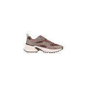 Calvin Klein Braune Damen-Sneaker mit klobiger Sohle und atmungsaktiven Mesh-Einsätzen aus geometrischem Polyestergewebe