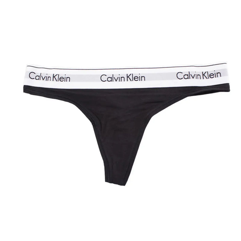 Calvin Klein Schwarzer Damen-Tanga mit weißem Markenbund