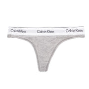 Calvin Klein women’s gray heathered thong with white branded waistband
