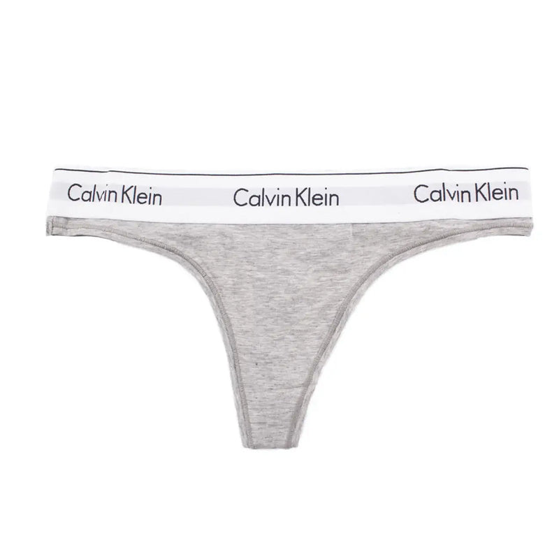 Calvin Klein women’s gray heathered thong with white branded waistband