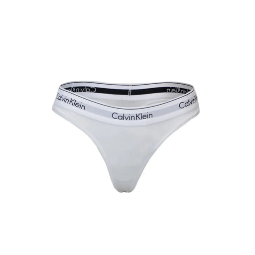 Calvin Klein Weißer Damen-Tanga aus Baumwoll-Modal mit schwarz-weißem Markenbund