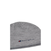 Champion gray beanie men’s knit hat in soft acrylic with subtle heathered texture and embroidered logo