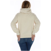 Champion Beigefarbener Damen-Hoodie aus Baumwolle mit cremefarbenen langen Ärmeln, weichem Stoff und gerippten Bündchen