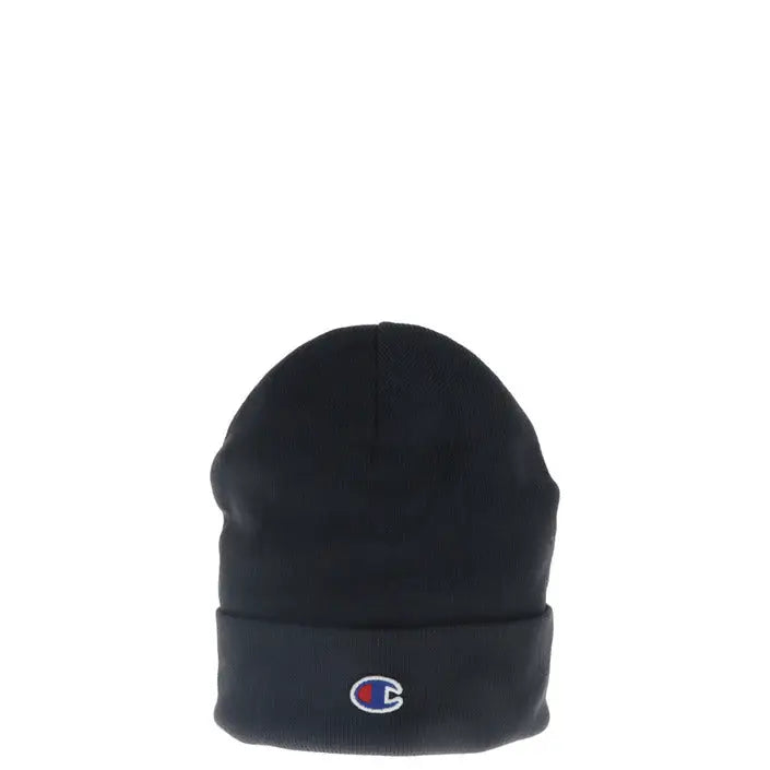 Black Champion beanie displayed alongside Champion Women’s Pink Cap in 100% Polyester