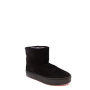 Schwarze Wildleder-Ankle-Boots von Chiara Ferragni für Damen mit dicker Plateausohle und pinkfarbener Gummisohle für einen stylischen Look
