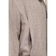 Beige Wollmischjacke mit Reißverschluss, strukturiertem Stoff und Metallreißverschluss aus der Choral Damen-Rollkragenblazer-Kollektion