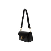 Coccinelle Schwarze Damen-Umhängetasche aus Leder, 26 cm, mit goldfarbenen Beschlägen und markantem Logoverschluss