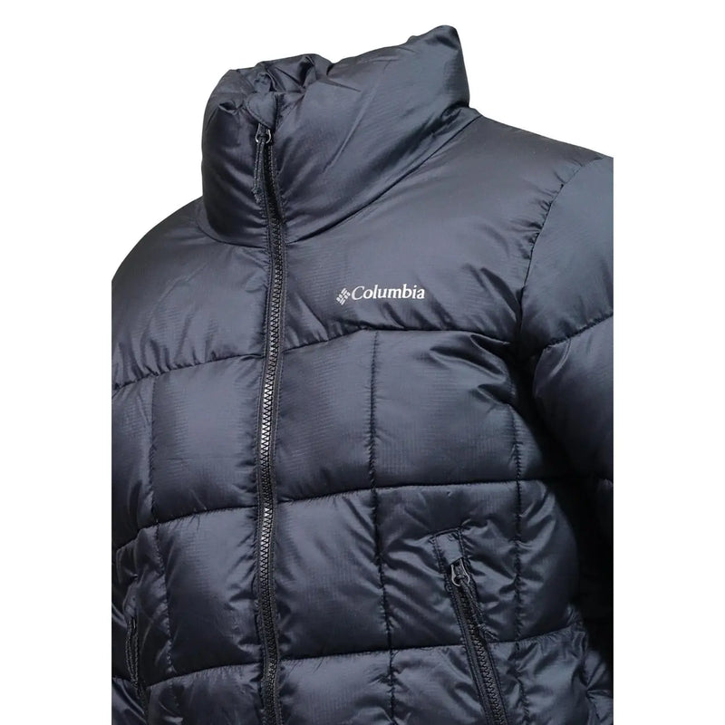 Schwarz gesteppt columbia Kurze Damen-Steppjacke aus Polyester mit hohem Kragen und Frontreißverschluss