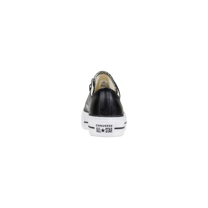Converse Schwarze Damen-Plateau-Sneaker aus Leder mit glänzendem Leder-Obermaterial und weißer Gummisohletop Design