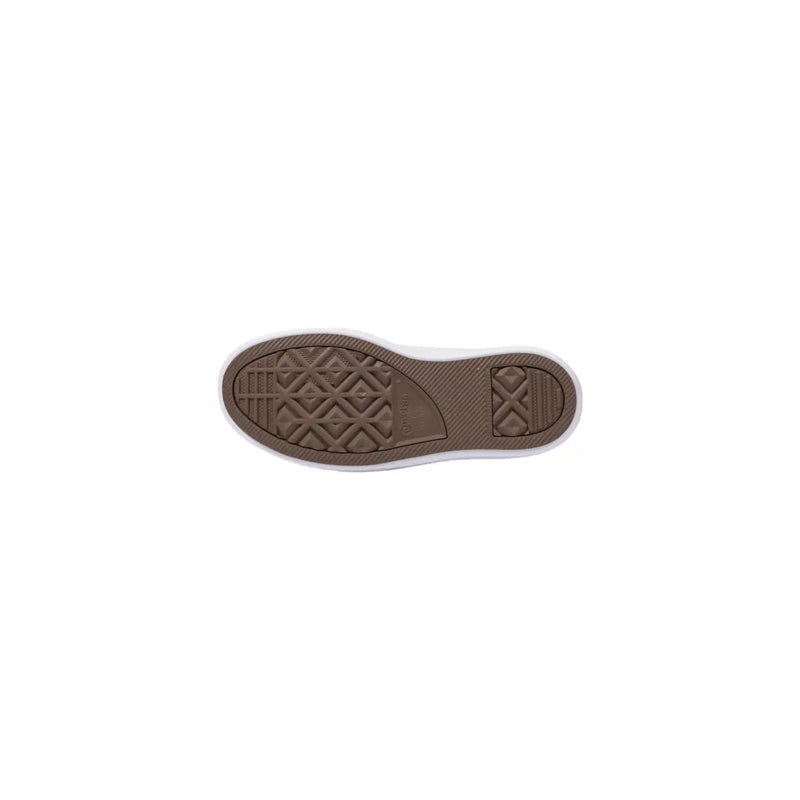 Braune Gummisohle mit weißer Seitenwand und klassischem Diamantprofil converse Weiße Damen-Plateau-Sneaker aus Stoff