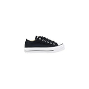 Converse Schwarze Damen-Plateau-Sneaker aus Stoff mit weißer Gummisohle und Zehenkappe im Chuck Taylor All Star-Stil