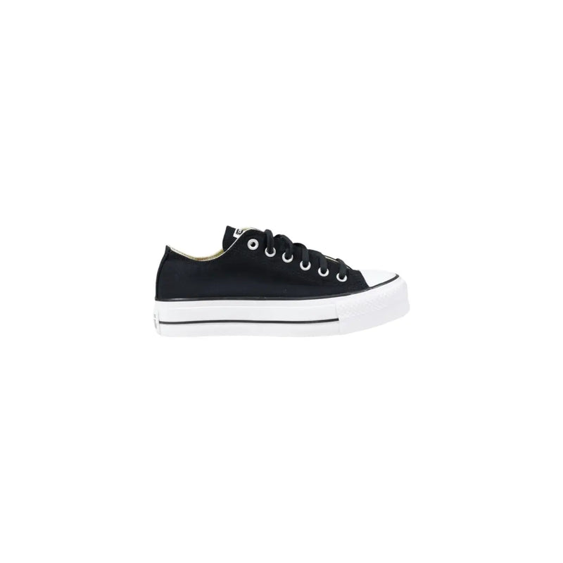 Converse Schwarze Damen-Plateau-Sneaker aus Stoff mit weißer Gummisohle und Zehenkappe im Chuck Taylor All Star-Stil