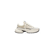 Converse Damen-Sneaker zum Hineinschlüpfen, weiß-cremefarbenes Canvas mit klobiger weißer Gummisohle und schwarzen Akzenten