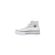 Weiß converse Frauen hoch-top Sneaker mit schwarzem Sternenlogo und Textilsohle aus Gummi für den Alltag